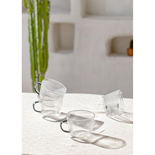 The Mia Striped Borosilikat Cam Kahve Kupası 310 Ml The Mia Striped Borosilikat Cam Kahve Kupası 310 Ml