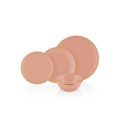 The Mia Basic 24 Parça Yemek Takımı Somon Pembe 6 Kişilik