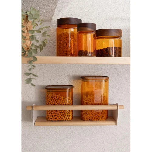 The Mia Akasya Yuvarlak Cam Kavanoz Amber 500 Ml