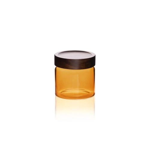 The Mia Akasya Yuvarlak Cam Kavanoz Amber 500 Ml