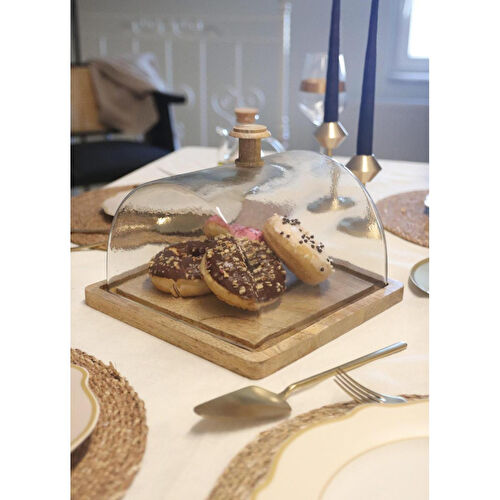 The Mia Madera Dikdörtgen Kek Saklama Fanusu 18x24x24 Cm