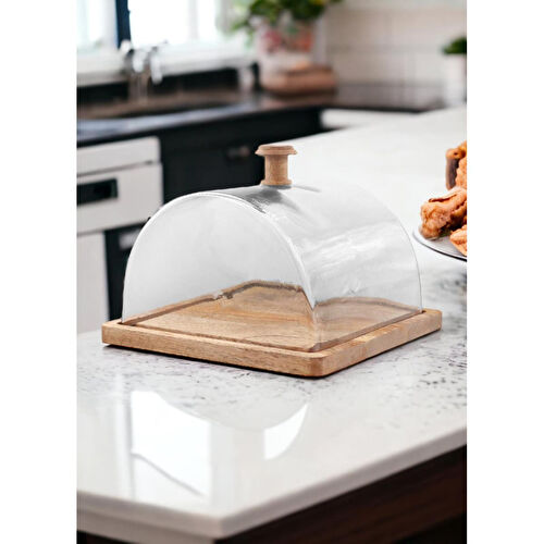 The Mia Madera Dikdörtgen Kek Saklama Fanusu 18x24x24 Cm