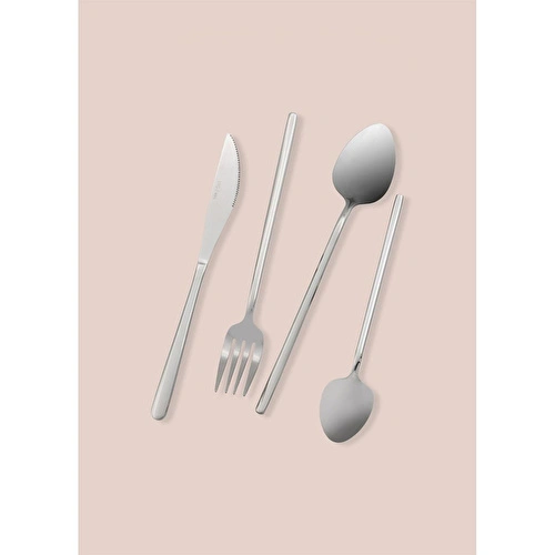 The Mia Giallo Çatal Kaşık Bıçak Takımı Gümüş 24 Parça