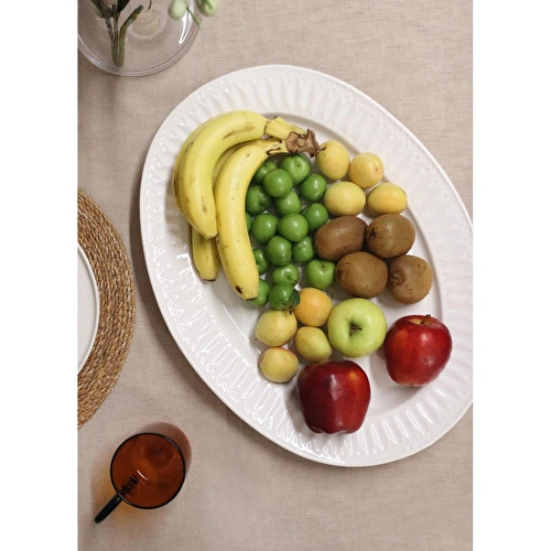 The Mia Grande Servis Tabağı Beyaz 50x37 Cm