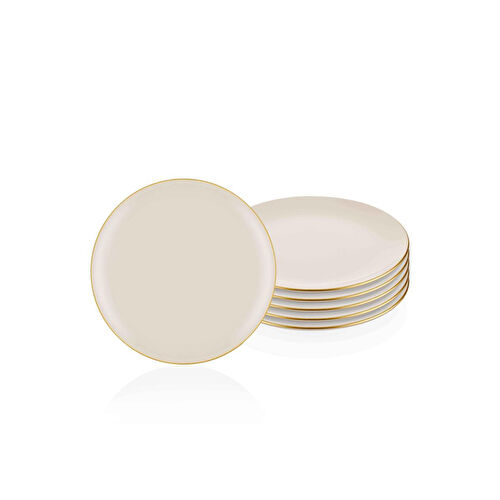 The Mia Basic Servis Tabağı 6 Lı Set Krem - 26cm