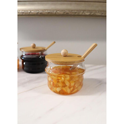 The Mia Bambu Kapaklı Borosilikat Cam Kavanoz Seti 4 Parça 250 Ml