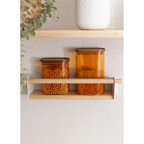 The Mia Akasya Dikdörtgen Cam Kavanoz Seti Amber 4 Parça 900 Ml
