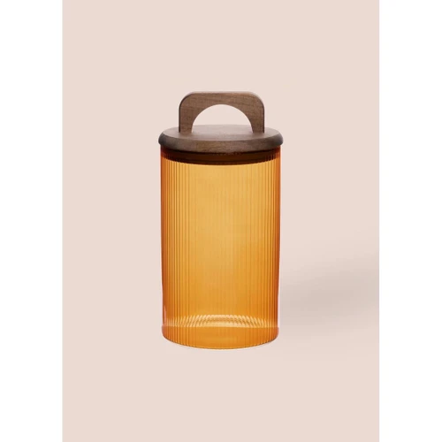 The Mia Akasya Kulplu Cam Kavanoz Amber 1000 Ml