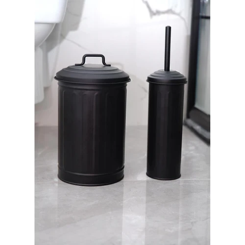 The Mia Çöp Kovası Tuvalet Fırçası Seti Siyah Mgl0059