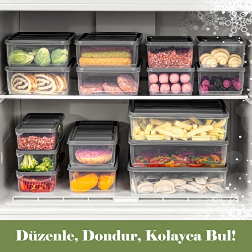 Vienev 20'li Buzdolabı Düzenleyici Organizer Ve Mikrodalgaya Uygun Difriz Saklama Kabı Gri