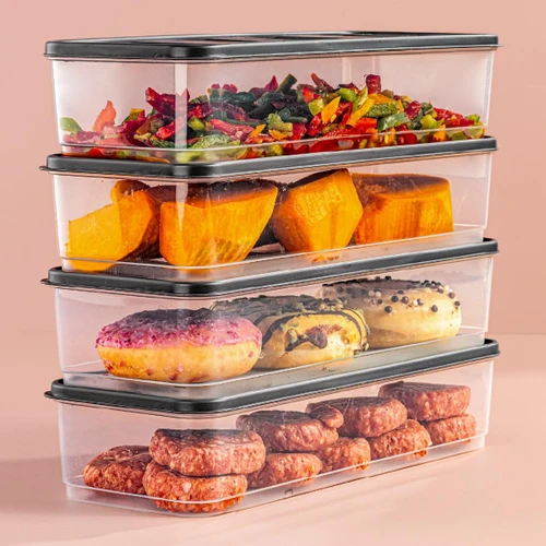 Vienev 4'lü 1,65 Litre Buzdolabı Düzenleyici Organizer Mikrodalgaya Uygun Difriz Saklama Kabı Gri