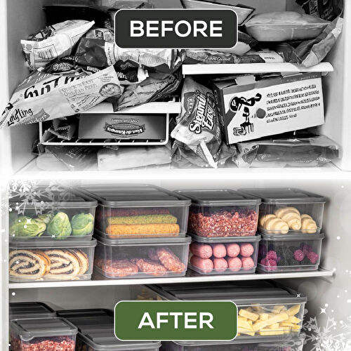 Vienev 20'li Buzdolabı Düzenleyici Organizer Mikrodalgaya Uygun Difriz Saklama Kabı Gri