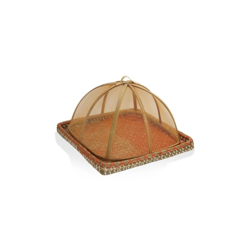 The Mia Transparan Bambu Hasır Tepsi 32x32x18 Cm
