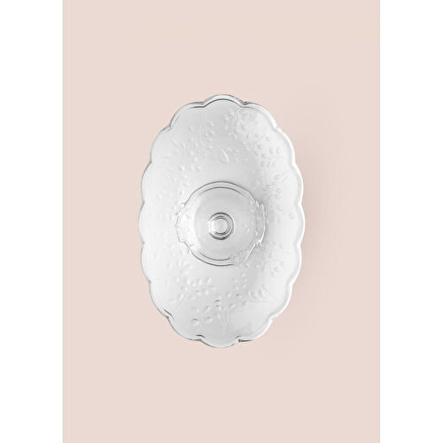 The Mia Ayaklı Cam Sunum Tabağı Oval 31x20x12 Cm Cam0498