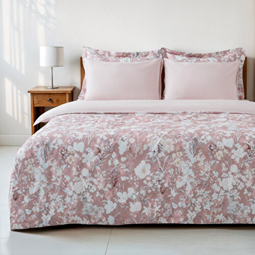 Green Black Rosalya Çift Kişilik Nevresim Takımı %100 Pamuk 210 Tc 83 Tel Saten Digital Baskılı Pudra