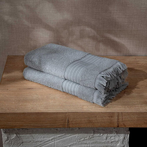 Green Black Aya 2'li Yüz Havlusu Seti Gri