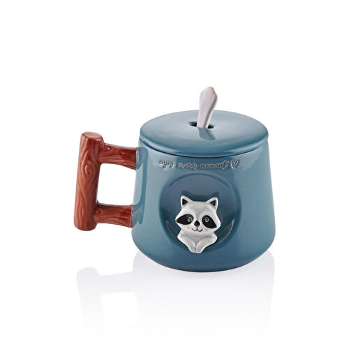 The Mia Rakun Kapaklı Ve Kaşıklı Kupa 370 Ml