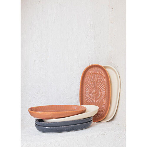 The Mia Noon Oval Servis 2li Krem 17 Cm