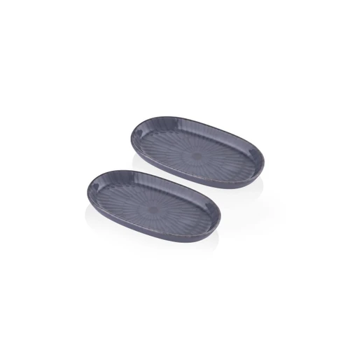 The Mia Noon Oval Servis 2li Gri 17 Cm