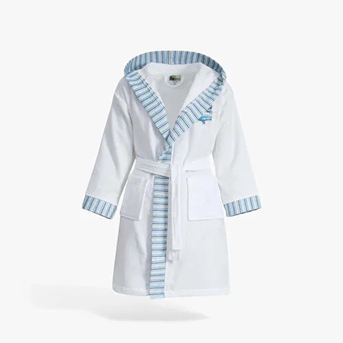 Green Black Power Erkek Çocuk Bornoz Beyaz