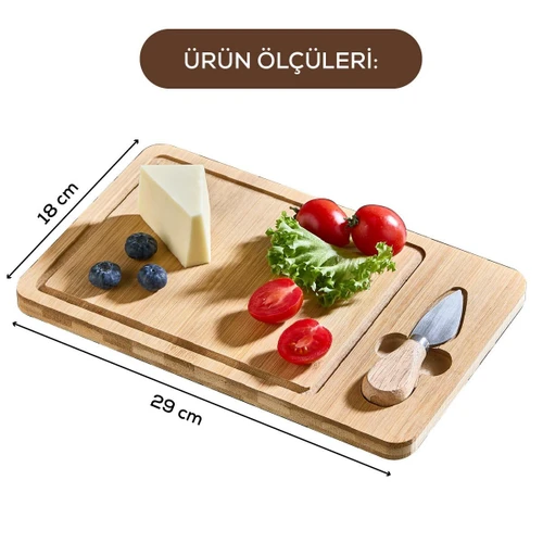 Vienev Bambu Peynir Sunum Seti Tek Bıçaklı