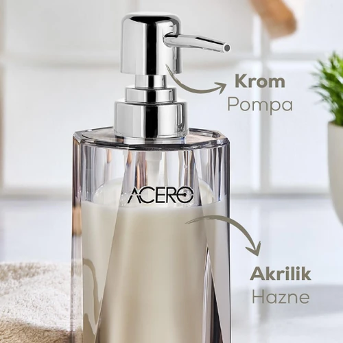 Vienev Akrilik Sıvı Sabunluk 300 Ml Şeffaf Antrasit 1993