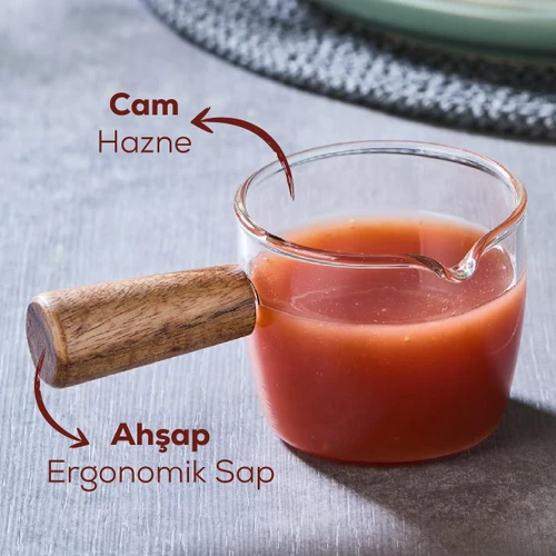 Vienev Ahşap Saplı Büyük Boy Cam Sosluk 110 Ml