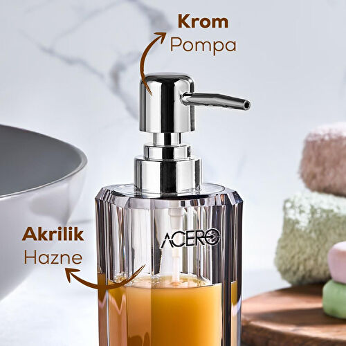 Vienev Akrilik Sıvı Sabunluk 225 Ml Şeffaf Antrasit 1991