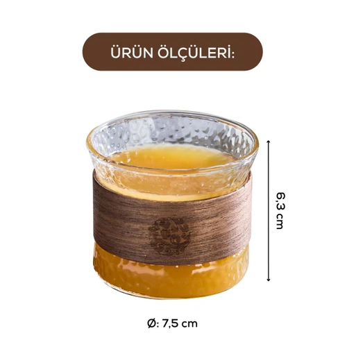 Vienev 4'lü Set Ahşap Gövdeli Cam Bardak 180 Ml