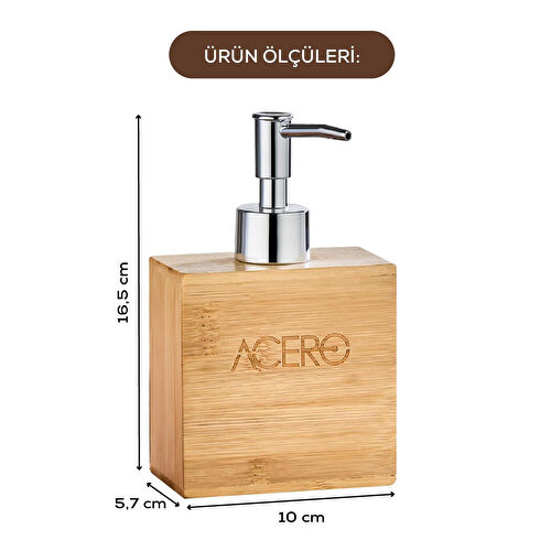Vienev Bambu Dikdörtgen Sıvı Sabunluk Krom Pompalı 225 Ml - 32155