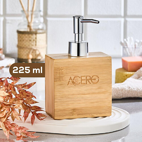 Vienev Bambu Dikdörtgen Sıvı Sabunluk Krom Pompalı 225 Ml - 32155