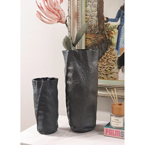 The Mia Licia Seramik Vazo Siyah 18x12x40 Cm