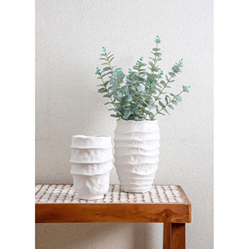 The Mia Licia Seramik Vazo Beyaz 20x20x31 Cm