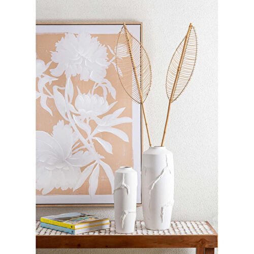 The Mia Licia Seramik Vazo Beyaz 13x13x37 Cm