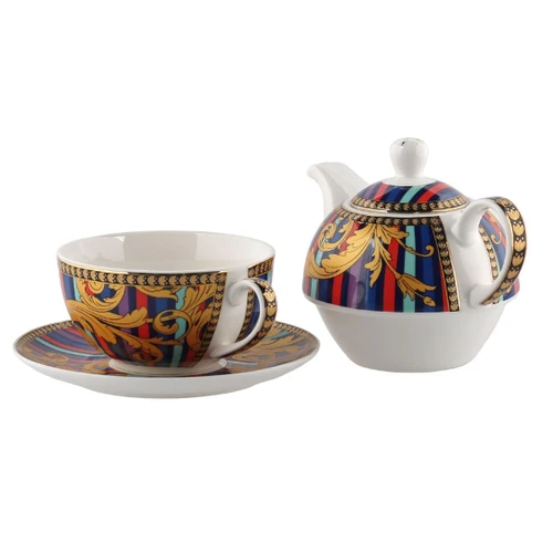Lucky Art Valencıa Bone Tek Kısılık Demlık & Fıncan Set