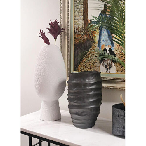 The Mia Licia Seramik Vazo Beyaz 20x20x45 Cm