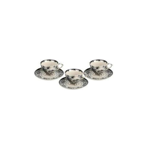 Lucky Art Florantıne 6lı Ayaklı Çay Fincanı Set Siyah