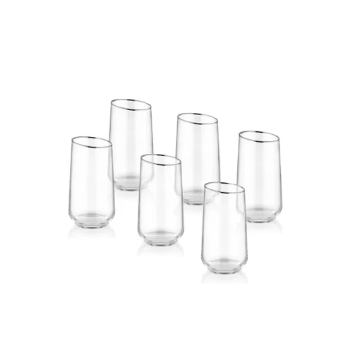 The Mia Gina Su Bardağı Uzun Gümüş 6lı Set