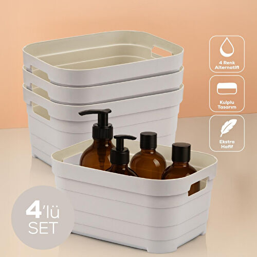 Vienev 4'lü 3,8 Litre Saklama Kutusu Bej