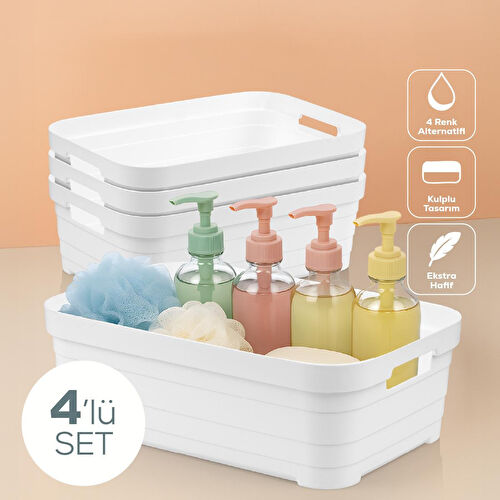 Vienev 4'lü 8,2 Litre Saklama Kutusu Beyaz