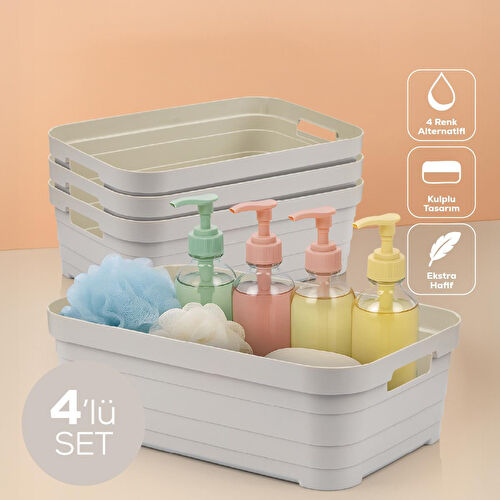 Vienev 4'lü 8,2 Litre Saklama Kutusu Bej