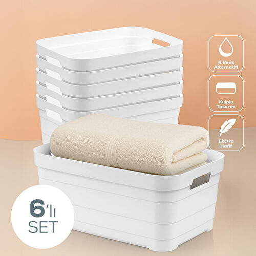 Vienev 6'lı 10,8 Litre Saklama Kutusu Beyaz
