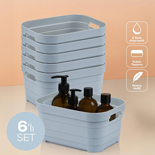 Vienev 6'lı 3,8 Litre Saklama Kutusu Mavi