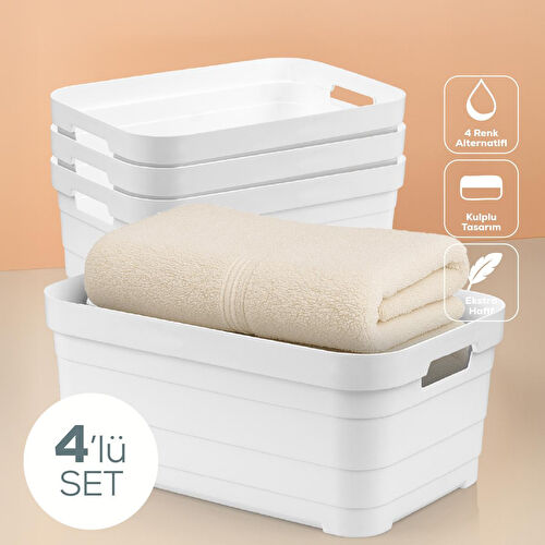 Vienev 4'lü 10,8 Litre Saklama Kutusu Beyaz