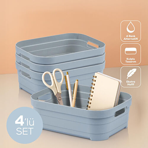 Vienev 4'lü 2,8 Litre Saklama Kutusu Mavi