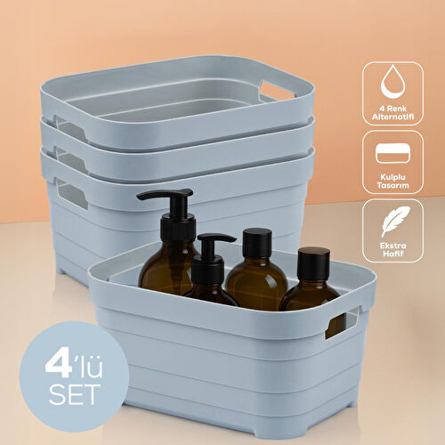 Vienev 4'lü 3,8 Litre Saklama Kutusu Mavi