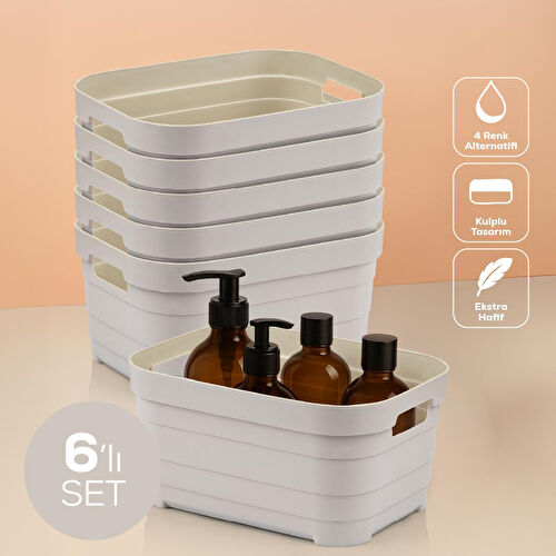 Vienev 6'lı 3,8 Litre Saklama Kutusu Bej