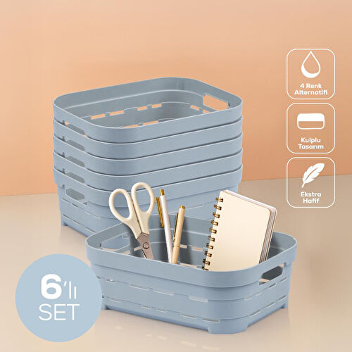 Vienev 6'lı 2,8 Litre Delikli Saklama Kutusu Mavi