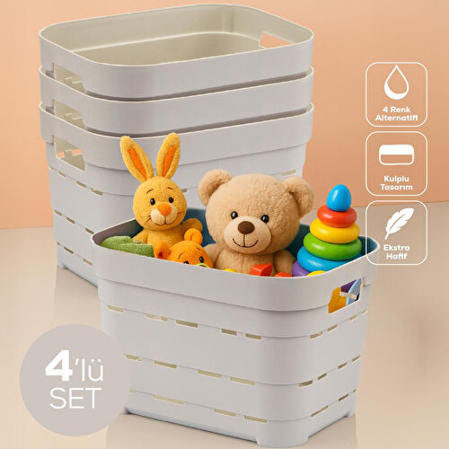 Vienev 4'lü 5 Litre Delikli Saklama Kutusu Bej