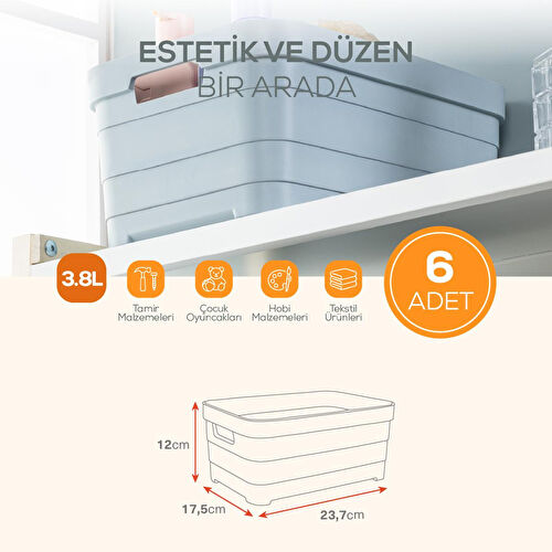 Vienev 6'lı 3,8 Litre Saklama Kutusu Beyaz